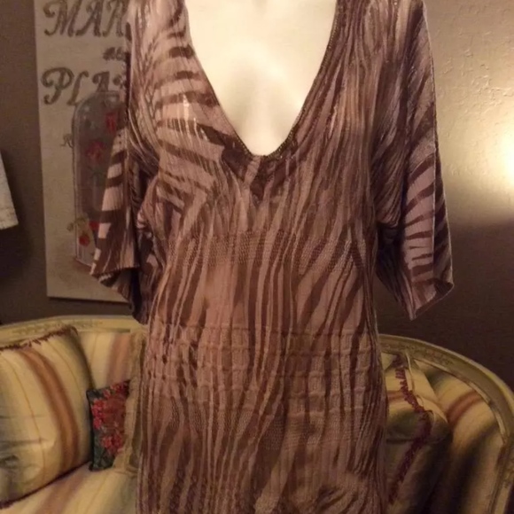 Alberto Makali Sweaters - Alberto Makali Brown Animal Print Tunic Sweater L